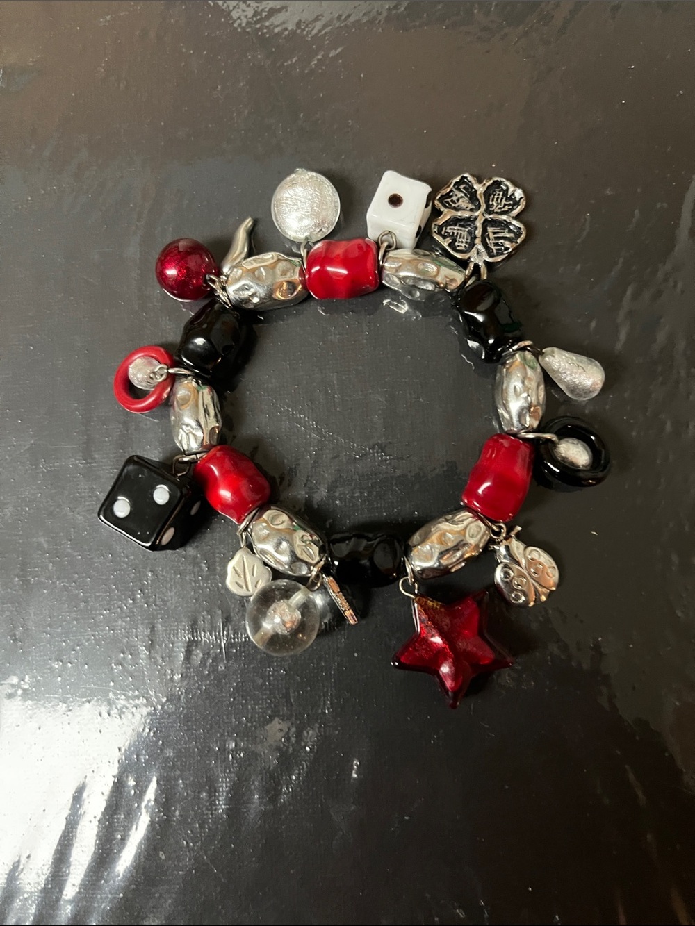 Red and Black Charm Bracelet - Women Jewelry
